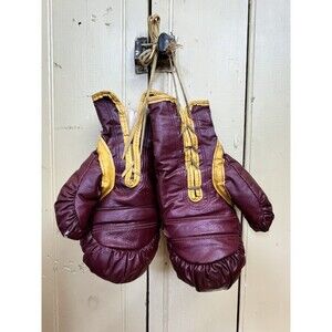 Vintage Everlast Lace Up Maroon Youth Sparing Gloves 5oz/Retro / Sport / Decor